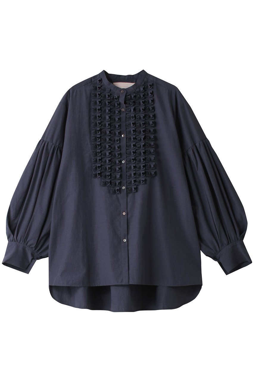 【マリリンムーン/MARILYN MOON】のモダンタックフリルワッシャーブラウス インテリア・キッズ・メンズ・レディースファッション・服の通販 founy(ファニー) 　ファッション　Fashion　レディースファッション　Fashion for Women　トップス・カットソー　Cut & Sew Tops　シャツ・ブラウス・オフィスカジュアル　Elegant Blouses & Button-Ups　ジャケット　Jacket, Outerwear　スリーブ　Sleeve, Long Sleeve / Short Sleeve　ベスト　Vest, Waistcoat　ボトム　Bottoms, Lower Wear　ロング　Long, Long-Length　人気　Popular, Best Seller　ネイビーブルー|ID: prp329100004131634 ipo3291000000035719811