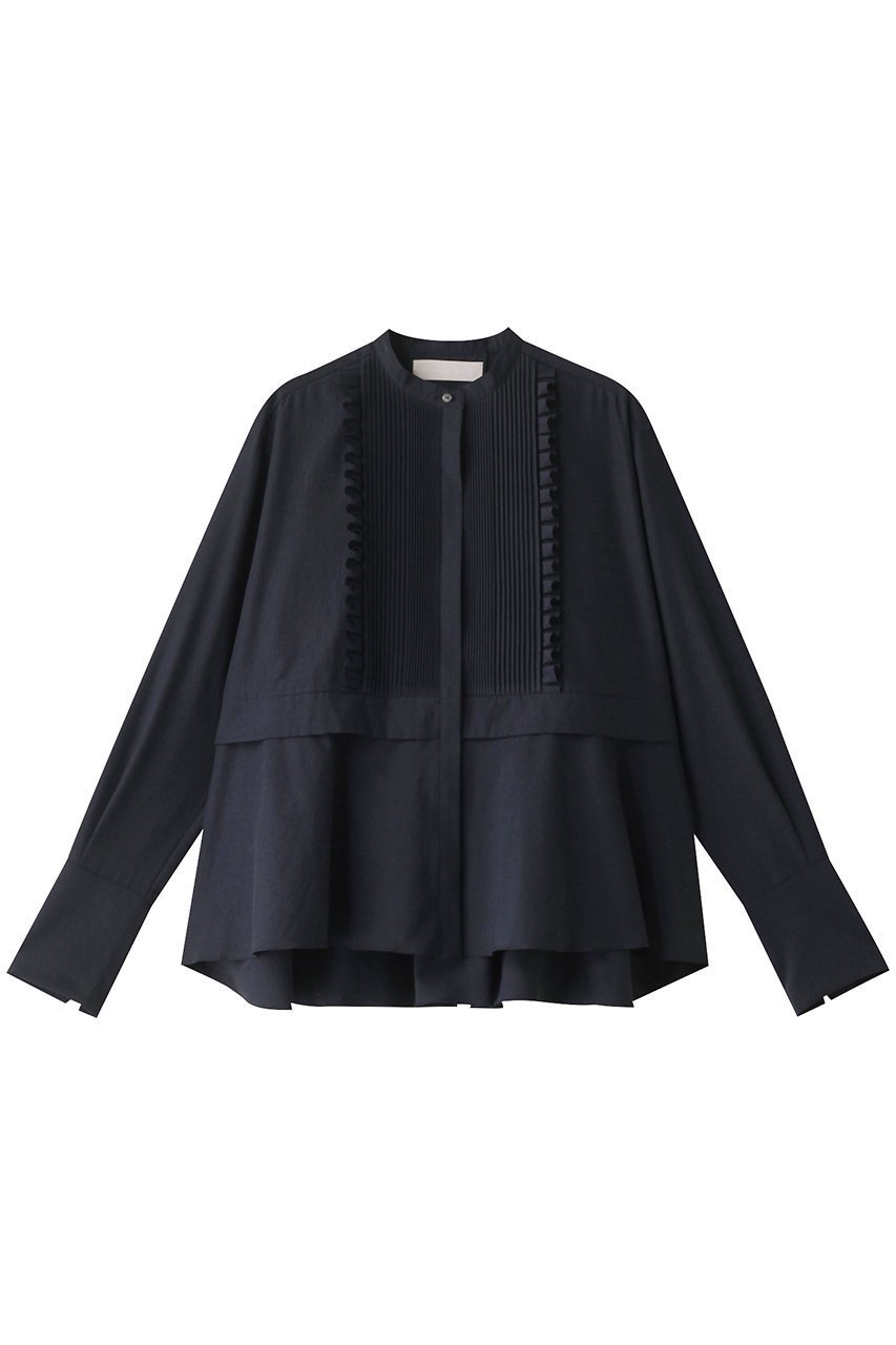 【マリリンムーン/MARILYN MOON】のタックフリルフレアワッシャーシャツ インテリア・キッズ・メンズ・レディースファッション・服の通販 founy(ファニー) ファッション Fashion レディースファッション Fashion for Women トップス・カットソー Cut & Sew Tops シャツ・ブラウス・オフィスカジュアル Elegant Blouses & Button-Ups スリーブ Sleeve, Long Sleeve / Short Sleeve バランス Balance, Style Balance フレア Flare, Flared ロング Long, Long-Length ワッシャー Washer, Crinkled Finish 人気 Popular, Best Seller ネイビー|ID: prp329100004131635 ipo3291000000032885292