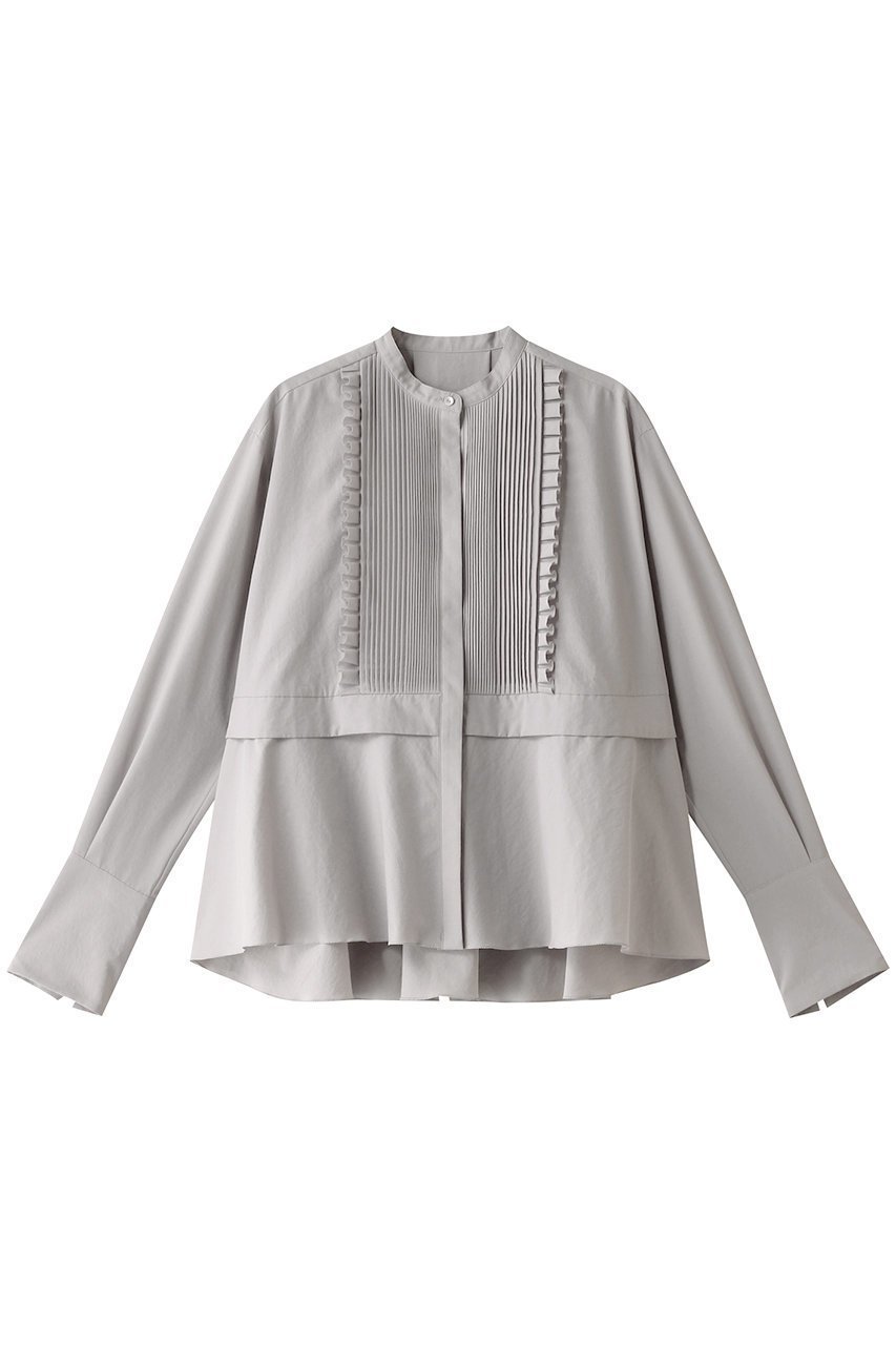 【マリリンムーン/MARILYN MOON】のタックフリルフレアワッシャーシャツ インテリア・キッズ・メンズ・レディースファッション・服の通販 founy(ファニー) 　ファッション　Fashion　レディースファッション　Fashion for Women　トップス・カットソー　Cut & Sew Tops　シャツ・ブラウス・オフィスカジュアル　Elegant Blouses & Button-Ups　スリーブ　Sleeve, Long Sleeve / Short Sleeve　バランス　Balance, Style Balance　フレア　Flare, Flared　ロング　Long, Long-Length　ワッシャー　Washer, Crinkled Finish　人気　Popular, Best Seller　グレー|ID: prp329100004131635 ipo3291000000035488312