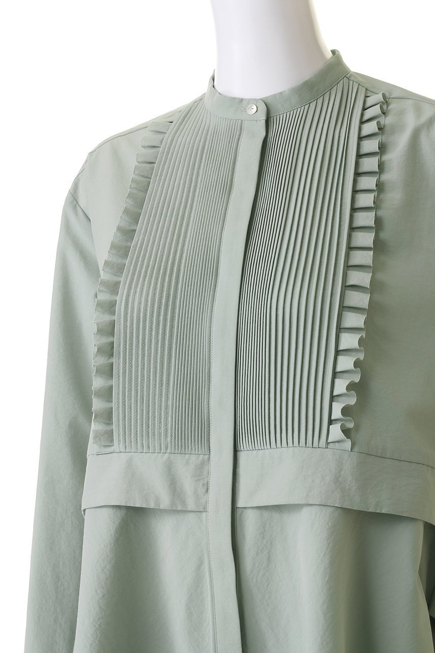 【マリリンムーン/MARILYN MOON】のタックフリルフレアワッシャーシャツ 人気、トレンドファッション・服の通販 founy(ファニー) 　ファッション　Fashion　レディースファッション　Fashion for Women　トップス・カットソー　Cut & Sew Tops　シャツ・ブラウス・オフィスカジュアル　Elegant Blouses & Button-Ups　スリーブ　Sleeve, Long Sleeve / Short Sleeve　バランス　Balance, Style Balance　フレア　Flare, Flared　ロング　Long, Long-Length　ワッシャー　Washer, Crinkled Finish　人気　Popular, Best Seller　other-5|ID: prp329100004131635 ipo3291000000035488318