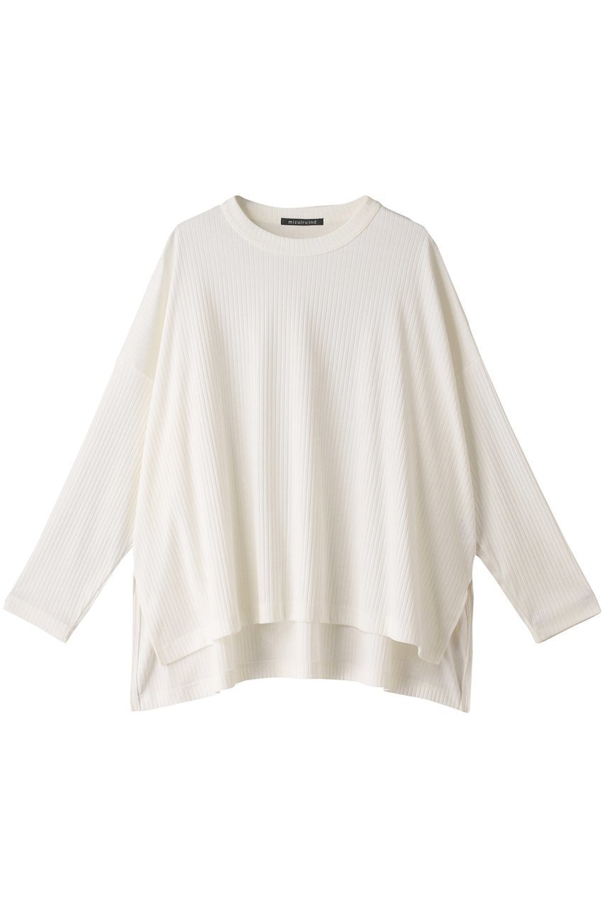 【ミズイロ インド/mizuiro ind】のcrew neck wide T Tシャツ インテリア・キッズ・メンズ・レディースファッション・服の通販 founy(ファニー) 　ファッション　Fashion　レディースファッション　Fashion for Women　トップス・カットソー　Cut & Sew Tops　シャツ・ブラウス・オフィスカジュアル　Elegant Blouses & Button-Ups　ロングTシャツ・Tシャツ　Longline T-Shirts & Tees　カットソー・ベーシックTシャツ　Cut-and-Sewn Tops / Stretch Tees & Basics　シンプル　Simple, Minimal　ストライプ　Stripe, Striped Pattern　スリット　Slit, Slit Detail　スリーブ　Sleeve, Long Sleeve / Short Sleeve　ロング　Long, Long-Length　長袖　Long Sleeve, Full Sleeve　off white|ID: prp329100004131704 ipo3291000000032847443