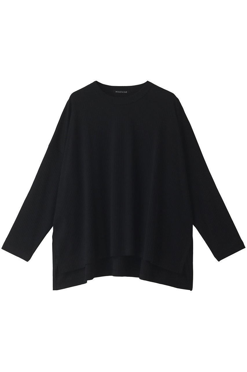 【ミズイロ インド/mizuiro ind】のcrew neck wide T Tシャツ インテリア・キッズ・メンズ・レディースファッション・服の通販 founy(ファニー) 　ファッション　Fashion　レディースファッション　Fashion for Women　トップス・カットソー　Cut & Sew Tops　シャツ・ブラウス・オフィスカジュアル　Elegant Blouses & Button-Ups　ロングTシャツ・Tシャツ　Longline T-Shirts & Tees　カットソー・ベーシックTシャツ　Cut-and-Sewn Tops / Stretch Tees & Basics　シンプル　Simple, Minimal　ストライプ　Stripe, Striped Pattern　スリット　Slit, Slit Detail　スリーブ　Sleeve, Long Sleeve / Short Sleeve　ロング　Long, Long-Length　長袖　Long Sleeve, Full Sleeve　black|ID: prp329100004131704 ipo3291000000032847456