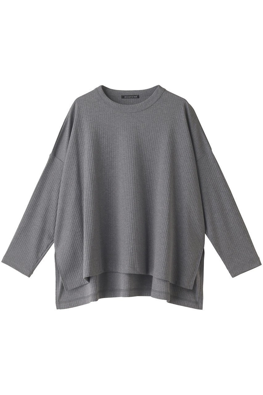 【ミズイロ インド/mizuiro ind】のcrew neck wide T Tシャツ インテリア・キッズ・メンズ・レディースファッション・服の通販 founy(ファニー) 　ファッション　Fashion　レディースファッション　Fashion for Women　トップス・カットソー　Cut & Sew Tops　シャツ・ブラウス・オフィスカジュアル　Elegant Blouses & Button-Ups　ロングTシャツ・Tシャツ　Longline T-Shirts & Tees　カットソー・ベーシックTシャツ　Cut-and-Sewn Tops / Stretch Tees & Basics　シンプル　Simple, Minimal　ストライプ　Stripe, Striped Pattern　スリット　Slit, Slit Detail　スリーブ　Sleeve, Long Sleeve / Short Sleeve　ロング　Long, Long-Length　長袖　Long Sleeve, Full Sleeve　gray|ID: prp329100004131704 ipo3291000000032847469