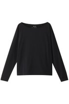 【スリー ドッツ/three dots】のサンデッドジャージー ボートネックロングTシャツ ブラック|ID: prp329100004131887 ipo3291000000032892688