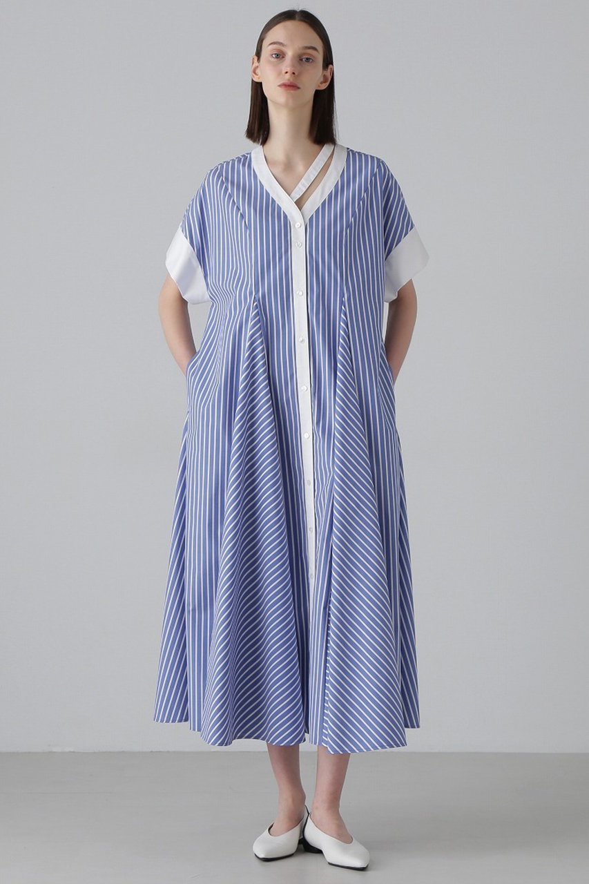 【アドーア/ADORE】のクリアストライプワンピース インテリア・キッズ・メンズ・レディースファッション・服の通販 founy(ファニー) 　ファッション　Fashion　レディースファッション　Fashion for Women　ワンピース　Dresses　チュニック　Tunic Tops & Dresses　おすすめ　Recommended / Our Picks　アシンメトリー　Asymmetrical Style　カフス　Cuff Design　ストライプ　Stripe, Striped Pattern　チュニック　Tunic, Long Top　ドレス　Dress, One-Piece　フォルム　Silhouette, Form　フロント　Front, Front Design　ロング　Long, Long-Length　夏　Summer　旅行　Travel　無地　Plain, Solid Color　ブルー|ID: prp329100004134164 ipo3291000000032812754