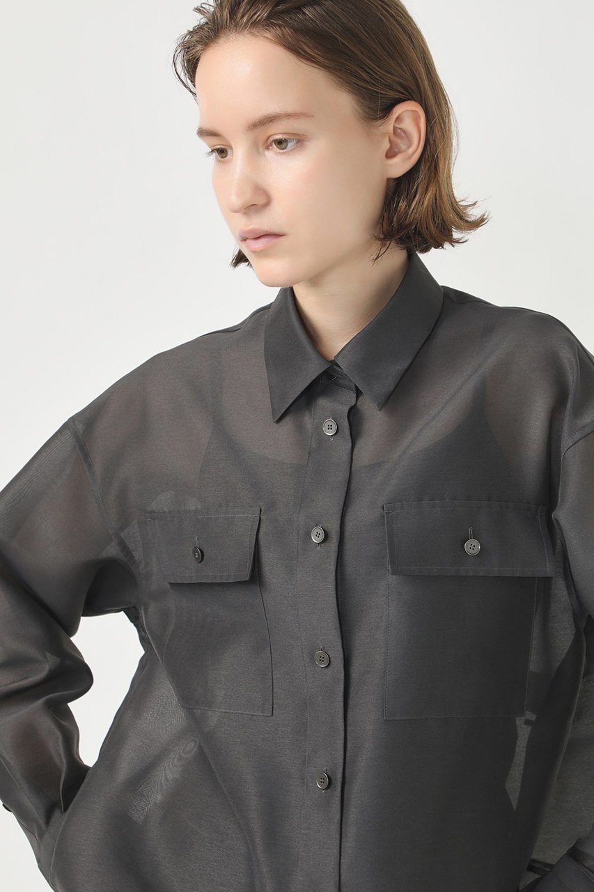 【デパリエ/DEPAREILLE】のオーガンジーシャツ 人気、トレンドファッション・服の通販 founy(ファニー) 　ファッション　Fashion　レディースファッション　Fashion for Women　トップス・カットソー　Cut & Sew Tops　シャツ・ブラウス・オフィスカジュアル　Elegant Blouses & Button-Ups　オーガンジー　Organza Fabric　シンプル　Simple, Minimal　スリーブ　Sleeve, Long Sleeve / Short Sleeve　ボトム　Bottoms, Lower Wear　ポケット　Pocket, Pocket Detail　ロング　Long, Long-Length　エレガント 上品　Elegant　other-6|ID: prp329100004134225 ipo3291000000032900179