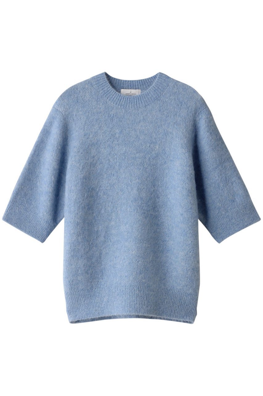 【ジェイドット/j.】のアルパカ混半袖プルオーバー インテリア・キッズ・メンズ・レディースファッション・服の通販 founy(ファニー) 　ファッション　Fashion　レディースファッション　Fashion for Women　トップス・カットソー　Cut & Sew Tops　ニット　Knit Tops & Sweaters　カジュアルプルオーバー・ニットトップス　Pullovers & Knit Tops / Casual Pullovers　シンプル　Simple, Minimal　ストレッチ　Stretch, Stretchy Fabric　スリーブ　Sleeve, Long Sleeve / Short Sleeve　ベビー　Baby, Babywear　リュクス　Luxury, Elegant, High-End, Chic　ビジネス 仕事 通勤　Business / Work / Commuting　半袖　Short Sleeve, Half Sleeve　ブルー|ID: prp329100004134238 ipo3291000000035962842
