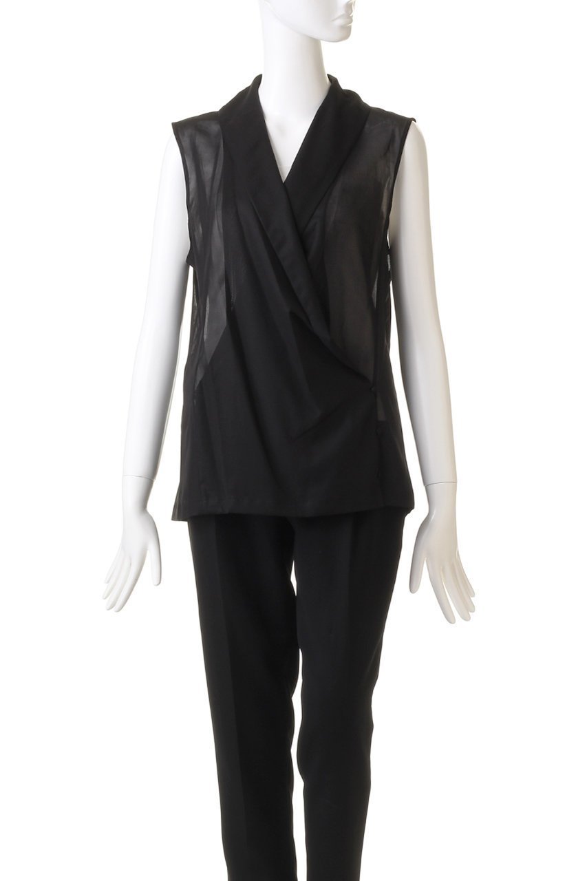 【エステータ/esteta】のコットンオーガンジーブラウス 人気、トレンドファッション・服の通販 founy(ファニー) 　ファッション　Fashion　レディースファッション　WOMEN　トップス・カットソー　Tops/Tshirt　キャミソール / ノースリーブ　No Sleeves　シャツ/ブラウス　Shirts/Blouses　オーガンジー　Organdy　シアー　Sheer　ショール　Shawl　ジャケット　Jacket　スリーブ　Sleeve　ノースリーブ　No Sleeve　フェミニン　Feminine　ロング　Long　other-2|ID: prp329100004134242 ipo3291000000031405951
