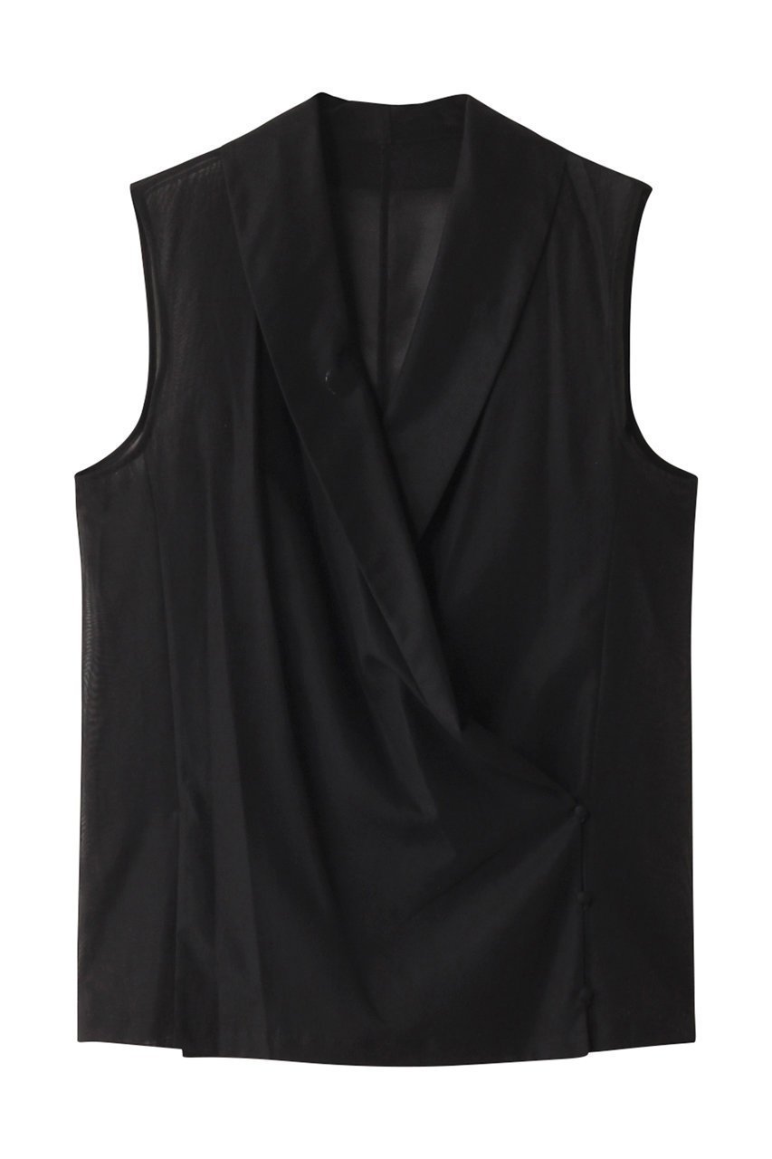 【エステータ/esteta】のコットンオーガンジーブラウス インテリア・キッズ・メンズ・レディースファッション・服の通販 founy(ファニー) ファッション Fashion レディースファッション Fashion for Women トップス・カットソー Cut & Sew Tops キャミソール&ノースリーブ Camisoles & Sleeveless Tops シャツ・ブラウス・オフィスカジュアル Elegant Blouses & Button-Ups オーガンジー Organza Fabric シアー Sheer, See-Through ショール Shawl, Wrap ジャケット Jacket, Outerwear スリーブ Sleeve, Long Sleeve / Short Sleeve ノースリーブ Sleeveless, No-Sleeve フェミニン Feminine, Girly ロング Long, Long-Length ブラック|ID: prp329100004134242 ipo3291000000035063734