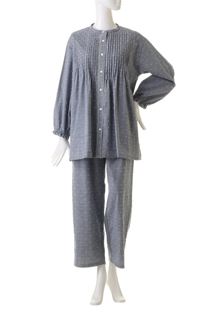 【キッドブルー/KID BLUE】のオーガニックドビードットパジャマ 人気、トレンドファッション・服の通販 founy(ファニー) 　ファッション　Fashion　レディースファッション　Fashion for Women　トップス・カットソー　Cut & Sew Tops　ドット　Polka Dot, Dot Pattern　パジャマ　Pajamas, Sleepwear　フェミニン　Feminine, Girly　フリル　Frill, Ruffle　プリント　Print, Printed Pattern　プリーツ　Pleats, Pleated　リラックス　Relax, Relaxed Fit　再入荷　Restock / Back in Stock　other-2|ID: prp329100004137277 ipo3291000000035125789