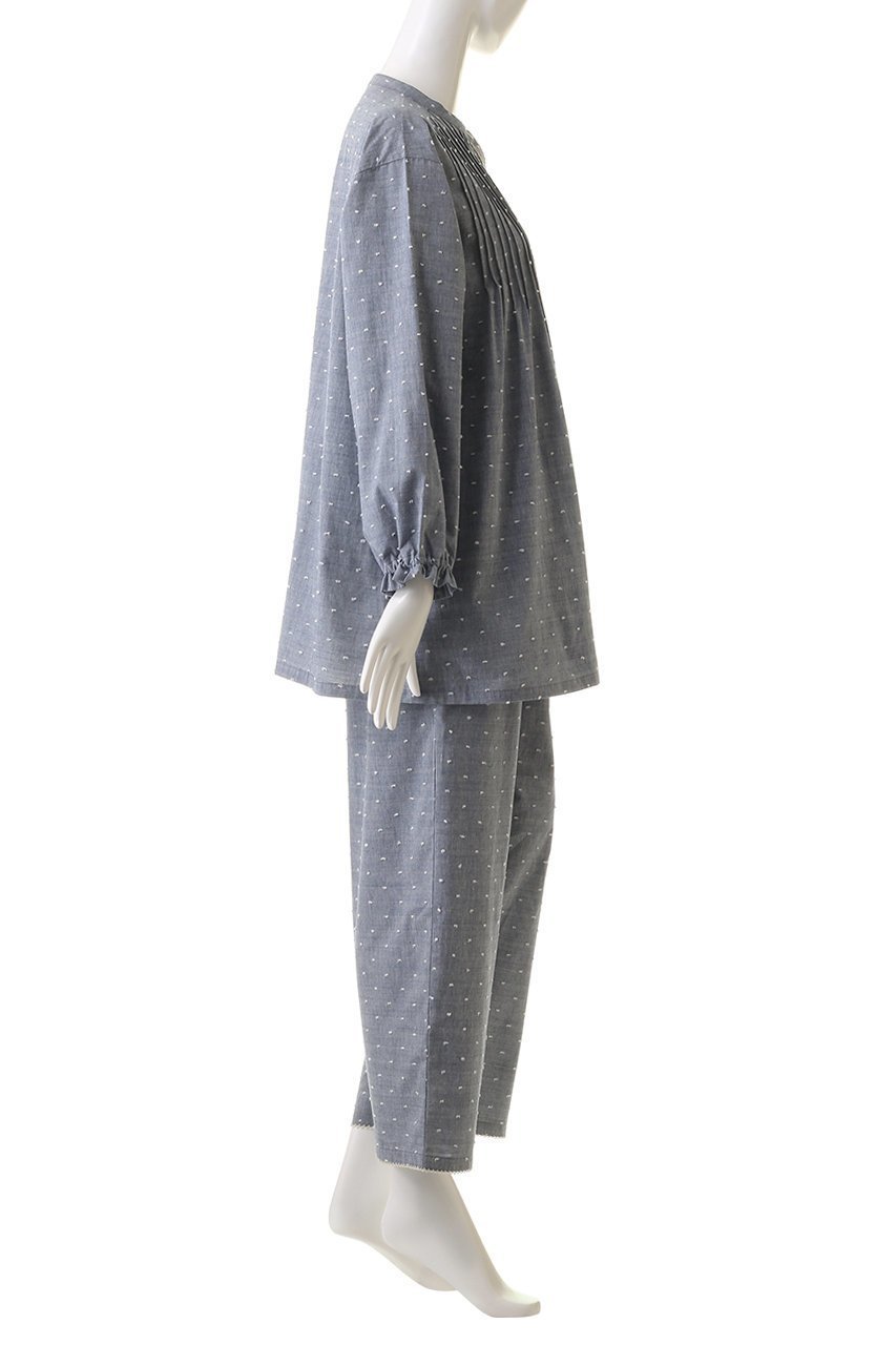 【キッドブルー/KID BLUE】のオーガニックドビードットパジャマ 人気、トレンドファッション・服の通販 founy(ファニー) 　ファッション　Fashion　レディースファッション　Fashion for Women　トップス・カットソー　Cut & Sew Tops　ドット　Polka Dot, Dot Pattern　パジャマ　Pajamas, Sleepwear　フェミニン　Feminine, Girly　フリル　Frill, Ruffle　プリント　Print, Printed Pattern　プリーツ　Pleats, Pleated　リラックス　Relax, Relaxed Fit　再入荷　Restock / Back in Stock　other-3|ID: prp329100004137277 ipo3291000000035125790