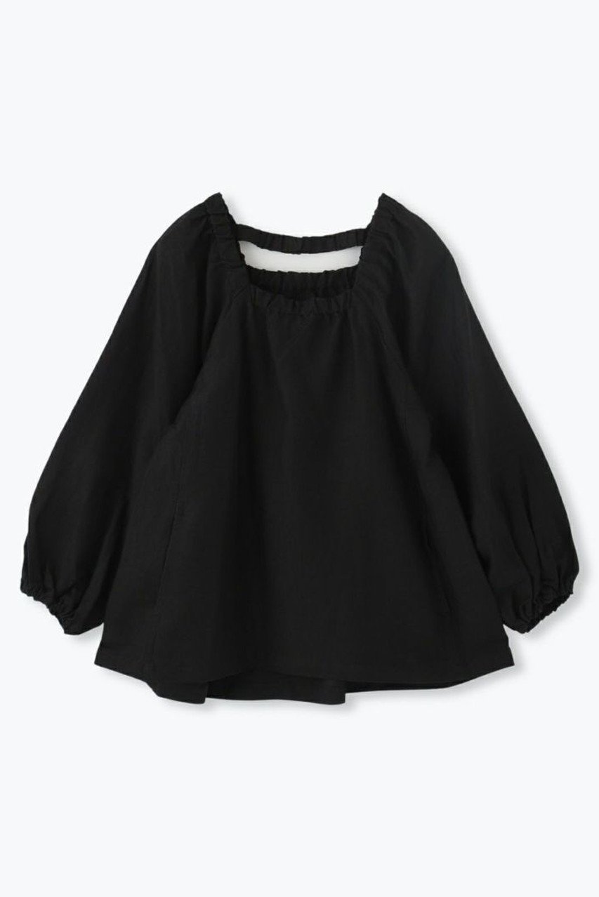 【レリル/lelill】の大人ギャザーブラウス インテリア・キッズ・メンズ・レディースファッション・服の通販 founy(ファニー) 　ファッション　Fashion　レディースファッション　Fashion for Women　トップス・カットソー　Cut & Sew Tops　シャツ・ブラウス・オフィスカジュアル　Elegant Blouses & Button-Ups　ギャザー　Gathered, Ruffled　スリーブ　Sleeve, Long Sleeve / Short Sleeve　フォルム　Silhouette, Form　ロング　Long, Long-Length　ブラック|ID: prp329100004140396 ipo3291000000032847963