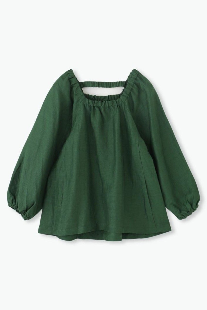 【レリル/lelill】の大人ギャザーブラウス インテリア・キッズ・メンズ・レディースファッション・服の通販 founy(ファニー) 　ファッション　Fashion　レディースファッション　Fashion for Women　トップス・カットソー　Cut & Sew Tops　シャツ・ブラウス・オフィスカジュアル　Elegant Blouses & Button-Ups　ギャザー　Gathered, Ruffled　スリーブ　Sleeve, Long Sleeve / Short Sleeve　フォルム　Silhouette, Form　ロング　Long, Long-Length　グリーン|ID: prp329100004140396 ipo3291000000032847973