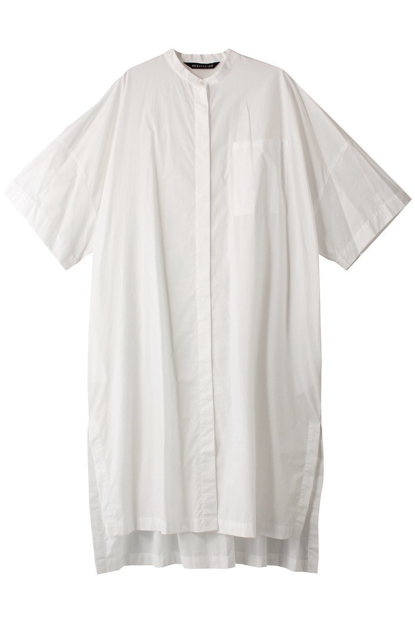 【ミズイロ インド/mizuiro ind】のstand collar hlf slv shirt OP ワンピース インテリア・キッズ・メンズ・レディースファッション・服の通販 founy(ファニー) 　ファッション　Fashion　レディースファッション　Fashion for Women　ワンピース　Dresses　チュニック　Tunic Tops & Dresses　スリット　Slit, Slit Detail　チュニック　Tunic, Long Top　ロング　Long, Long-Length　off white|ID: prp329100004141222 ipo3291000000032894977