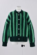 【エンフォルド/ENFOLD】のモヘアストライプカーディガン ダークグリーン|ID: prp329100004141229 ipo3291000000035067094