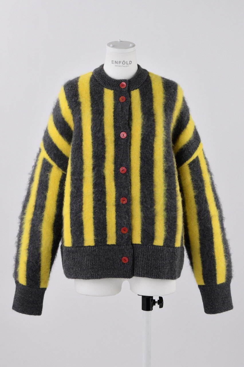 【エンフォルド/ENFOLD】のモヘアストライプカーディガン インテリア・キッズ・メンズ・レディースファッション・服の通販 founy(ファニー) 　ファッション　Fashion　レディースファッション　Fashion for Women　トップス・カットソー　Cut & Sew Tops　ニット　Knit Tops & Sweaters　カーディガン・羽織り　Layered Style Cardigans　カーディガン　Cardigan, Knitwear　ストライプ　Stripe, Striped Pattern　バランス　Balance, Style Balance　ワイド　Wide, Wide Fit　チャコールグレー|ID: prp329100004141229 ipo3291000000035067095