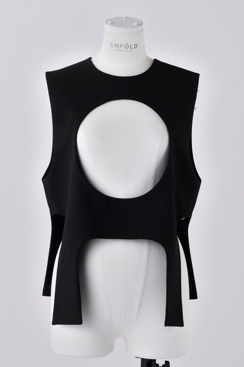 【エンフォルド/ENFOLD】のダブルクロス Window ベスト インテリア・キッズ・メンズ・レディースファッション・服の通販 founy(ファニー) 　ファッション　Fashion　レディースファッション　Fashion for Women　アウター　Coat / Outerwear Collection　レディースジャケット・軽アウター　Jackets　ジャケット　Jacket, Outerwear　スクエア　Square, Square Shape　ダブル　Double, Double-Breasted　ベスト　Vest, Waistcoat　ブラック|ID: prp329100004141235 ipo3291000000036758874