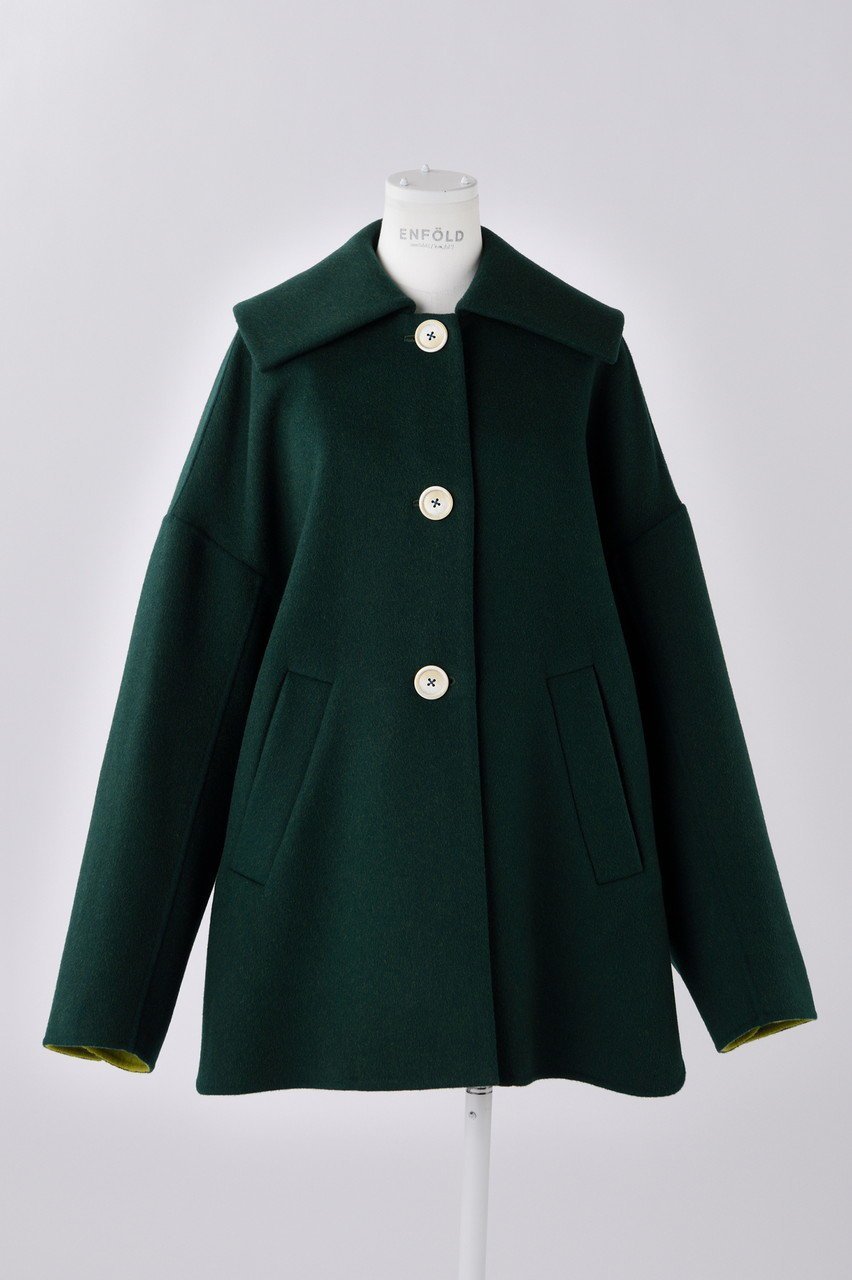 【エンフォルド/ENFOLD】のウールリバー フラットカラーショートコート 人気、トレンドファッション・服の通販 founy(ファニー) 　ファッション　Fashion　レディースファッション　Fashion for Women　アウター　Coat / Outerwear Collection　コート・ロングコート・ピーコート　Long Coats, Peacoats & More　オケージョン　Occasion Wear　クラシカル　Classical, Vintage-Inspired　ショート　Short, Short Length　パターン　Pattern, Design Print　フラット　Flat, Flat Shoes　ベーシック　Basic, Essential　エレガント 上品　Elegant　 other-1|ID: prp329100004141239 ipo3291000000032945864