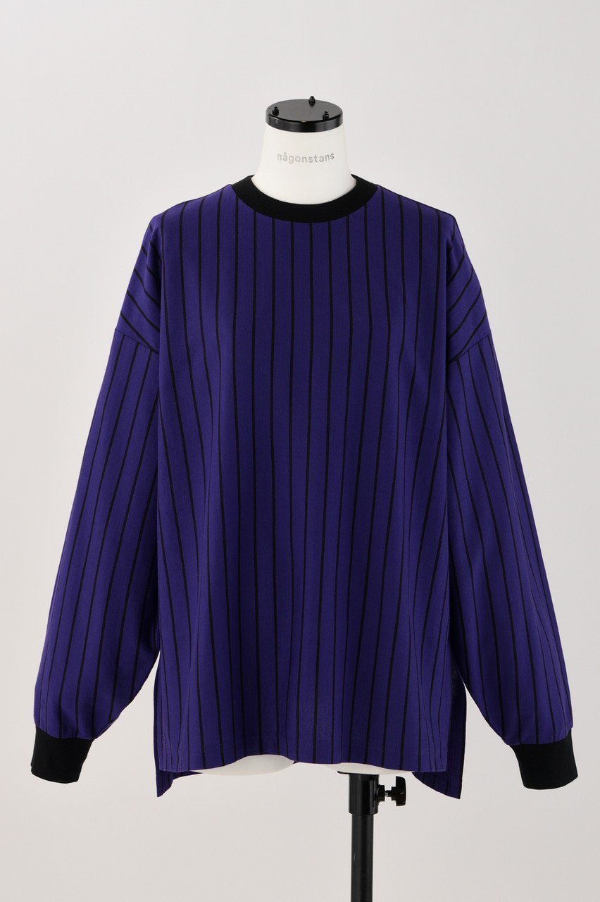 【ナゴンスタンス/nagonstans】のストライプ天竺 ロンT インテリア・キッズ・メンズ・レディースファッション・服の通販 founy(ファニー) 　ファッション　Fashion　レディースファッション　Fashion for Women　トップス・カットソー　Cut & Sew Tops　シャツ・ブラウス・オフィスカジュアル　Elegant Blouses & Button-Ups　ロングTシャツ・Tシャツ　Longline T-Shirts & Tees　カットソー・ベーシックTシャツ　Cut-and-Sewn Tops / Stretch Tees & Basics　シンプル　Simple, Minimal　ストライプ　Stripe, Striped Pattern　スリット　Slit, Slit Detail　スリーブ　Sleeve, Long Sleeve / Short Sleeve　ボックス　Boxy, Box Shape　ロング　Long, Long-Length　Grape|ID: prp329100004141245 ipo3291000000032896345