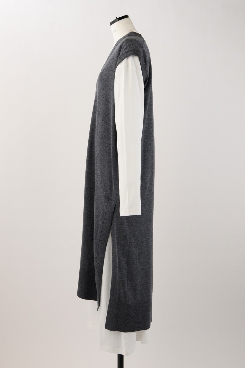 【ナゴンスタンス/nagonstans】のKnit×CUT DRS/ドレス・ワンピース 人気、トレンドファッション・服の通販 founy(ファニー) 　ファッション　Fashion　レディースファッション　Fashion for Women　ワンピース　Dresses　フォーマル・パーティードレス・結婚式用ドレス　Elegant & Casual Dresses　チュニック　Tunic Tops & Dresses　チュニック　Tunic, Long Top　ドレス　Dress, One-Piece　ドレープ　Drape, Draping Fabric　フレア　Flare, Flared　ベスト　Vest, Waistcoat　ロング　Long, Long-Length　other-2|ID: prp329100004141248 ipo3291000000032891933