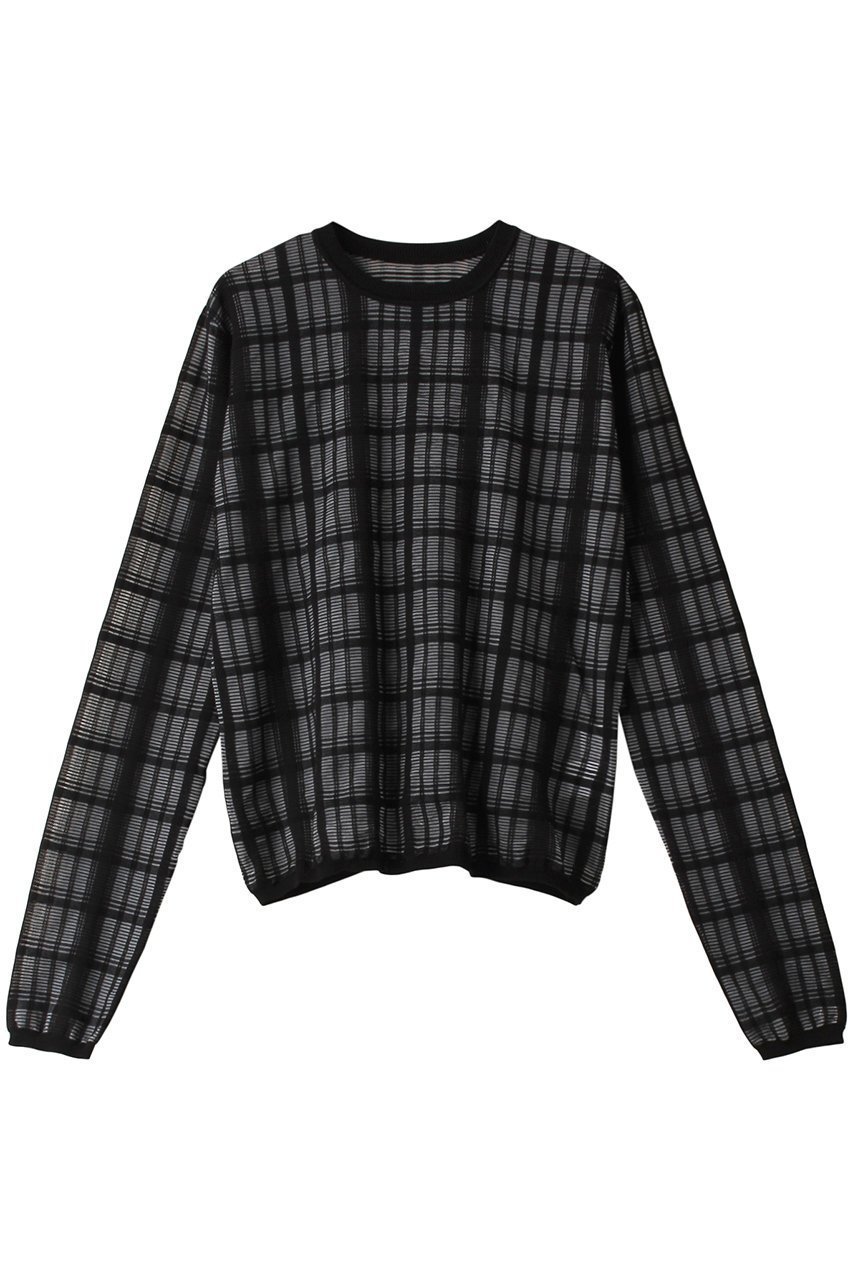 【リムアーク/RIM.ARK】のSheer check knit tops/ニット インテリア・キッズ・メンズ・レディースファッション・服の通販 founy(ファニー) 　ファッション　Fashion　レディースファッション　WOMEN　トップス・カットソー　Tops/Tshirt　ニット　Knit Tops　プルオーバー　Pullover　バランス　Balance　冬　Winter　夏　Summer　ブラック|ID: prp329100004142475 ipo3291000000032377179