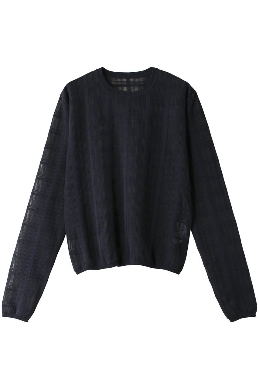 【リムアーク/RIM.ARK】のSheer check knit tops/ニット インテリア・キッズ・メンズ・レディースファッション・服の通販 founy(ファニー) 　ファッション　Fashion　レディースファッション　WOMEN　トップス・カットソー　Tops/Tshirt　ニット　Knit Tops　プルオーバー　Pullover　バランス　Balance　冬　Winter　夏　Summer　ネイビー|ID: prp329100004142475 ipo3291000000032377180