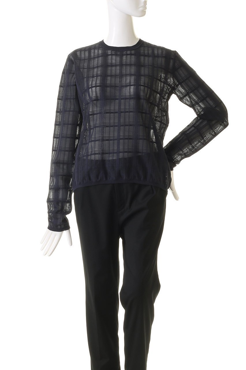 【リムアーク/RIM.ARK】のSheer check knit tops/ニット 人気、トレンドファッション・服の通販 founy(ファニー) 　ファッション　Fashion　レディースファッション　WOMEN　トップス・カットソー　Tops/Tshirt　ニット　Knit Tops　プルオーバー　Pullover　バランス　Balance　冬　Winter　夏　Summer　other-2|ID: prp329100004142475 ipo3291000000032377181