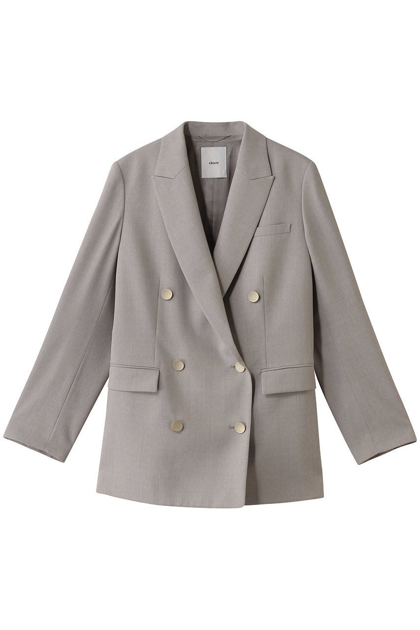 【エブール/ebure】の強撚ツイルクレープ 6釦ダブルジャケット インテリア・キッズ・メンズ・レディースファッション・服の通販 founy(ファニー) 　ファッション　Fashion　レディースファッション　Fashion for Women　アウター　Coat / Outerwear Collection　レディースジャケット・軽アウター　Jackets　シェイプ　Shape, Slim Fit　ジャケット　Jacket, Outerwear　ダブル　Double, Double-Breasted　マニッシュ　Mannish, Boyish　メタル　Metal, Metal Parts　トップグレー|ID: prp329100004144005 ipo3291000000032924642