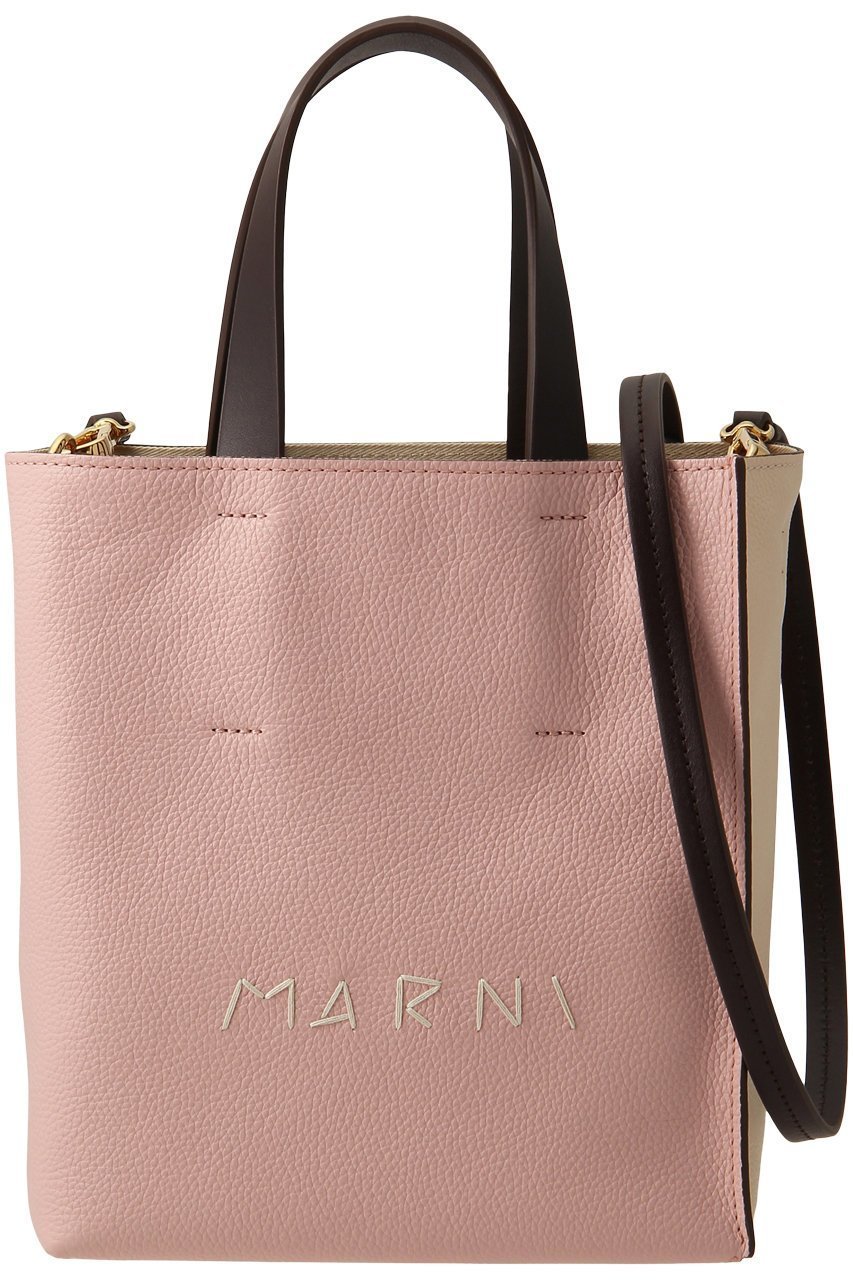 【マルニ/MARNI】のMUSEO SOFT MINI ハンドステッチロゴ2wayトートバッグ インテリア・キッズ・メンズ・レディースファッション・服の通販 founy(ファニー) 　ファッション　Fashion　レディースファッション　WOMEN　バッグ　Bag　NEW・新作・新着・新入荷　New Arrivals　アンティークローズ×ペールピーチ|ID: prp329100004144014 ipo3291000000028463993