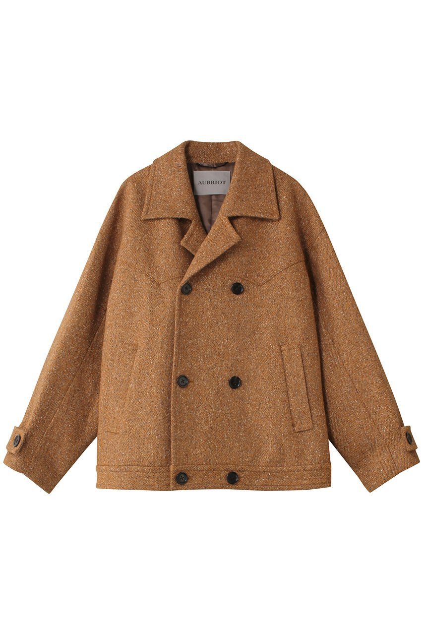【オブリオ/AUBRIOT】のシルクネップツィード ブルゾンジャケット インテリア・キッズ・メンズ・レディースファッション・服の通販 founy(ファニー) 　ファッション　Fashion　レディースファッション　Fashion for Women　アウター　Coat / Outerwear Collection　コート・ロングコート・ピーコート　Long Coats, Peacoats & More　レディースジャケット・軽アウター　Jackets　ブルゾンジャケット・スポーティアウター　Blouson Jackets　イタリア　Italy　ショート　Short, Short Length　シルク　Silk, 100% Silk　ジャケット　Jacket, Outerwear　ダブル　Double, Double-Breasted　トレンド　Trend, Trending Now　ネップ　Nepp, Slub Yarn　ブルゾン　Blouson, Bomber Jacket　ボックス　Boxy, Box Shape　メランジ　Melange, Mixed Yarn　モダン　Modern, Contemporary　ヨーク　Yoke, Yoke Design　今季　This Season, Current Season　ライトオレンジ|ID: prp329100004150385 ipo3291000000032945074