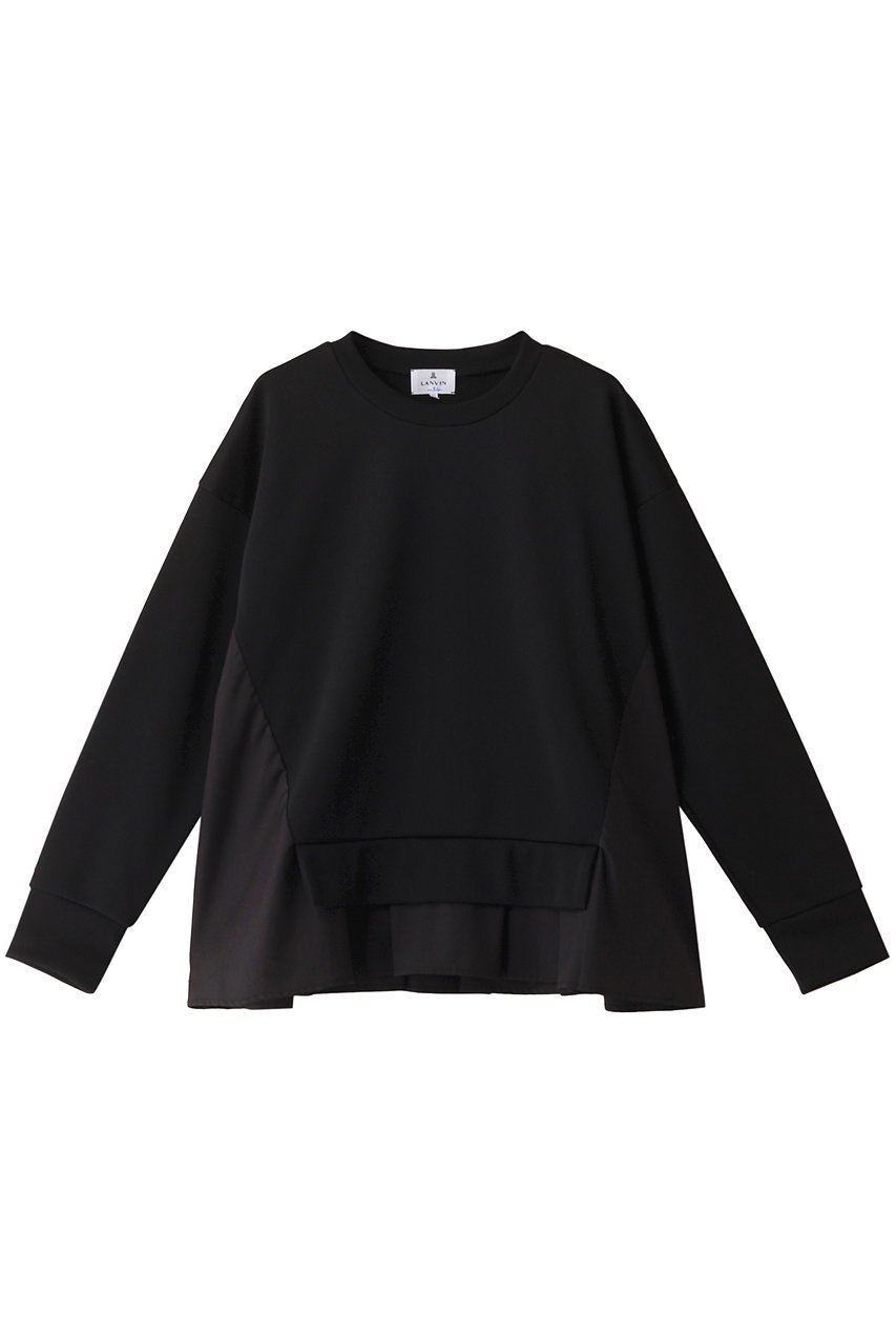 【ランバン オン ブルー/LANVIN en Bleu】のコンビスウェットプルオーバー インテリア・キッズ・メンズ・レディースファッション・服の通販 founy(ファニー) 　ファッション　Fashion　レディースファッション　Fashion for Women　トップス・カットソー　Cut & Sew Tops　シャツ・ブラウス・オフィスカジュアル　Elegant Blouses & Button-Ups　レディースパーカー・カジュアルフーディー　Casual Hoodies & Sweatshirts　ロングTシャツ・Tシャツ　Longline T-Shirts & Tees　カジュアルプルオーバー・ニットトップス　Pullovers & Knit Tops / Casual Pullovers　スウェット・クルーネックトップス　Sweatshirts & Crewnecks / Relaxed Fit Sweat Tops　カットソー・ベーシックTシャツ　Cut-and-Sewn Tops / Stretch Tees & Basics　おすすめ　Recommended / Our Picks　フレア　Flare, Flared　リラックス　Relax, Relaxed Fit　ブラック|ID: prp329100004150436 ipo3291000000032893974