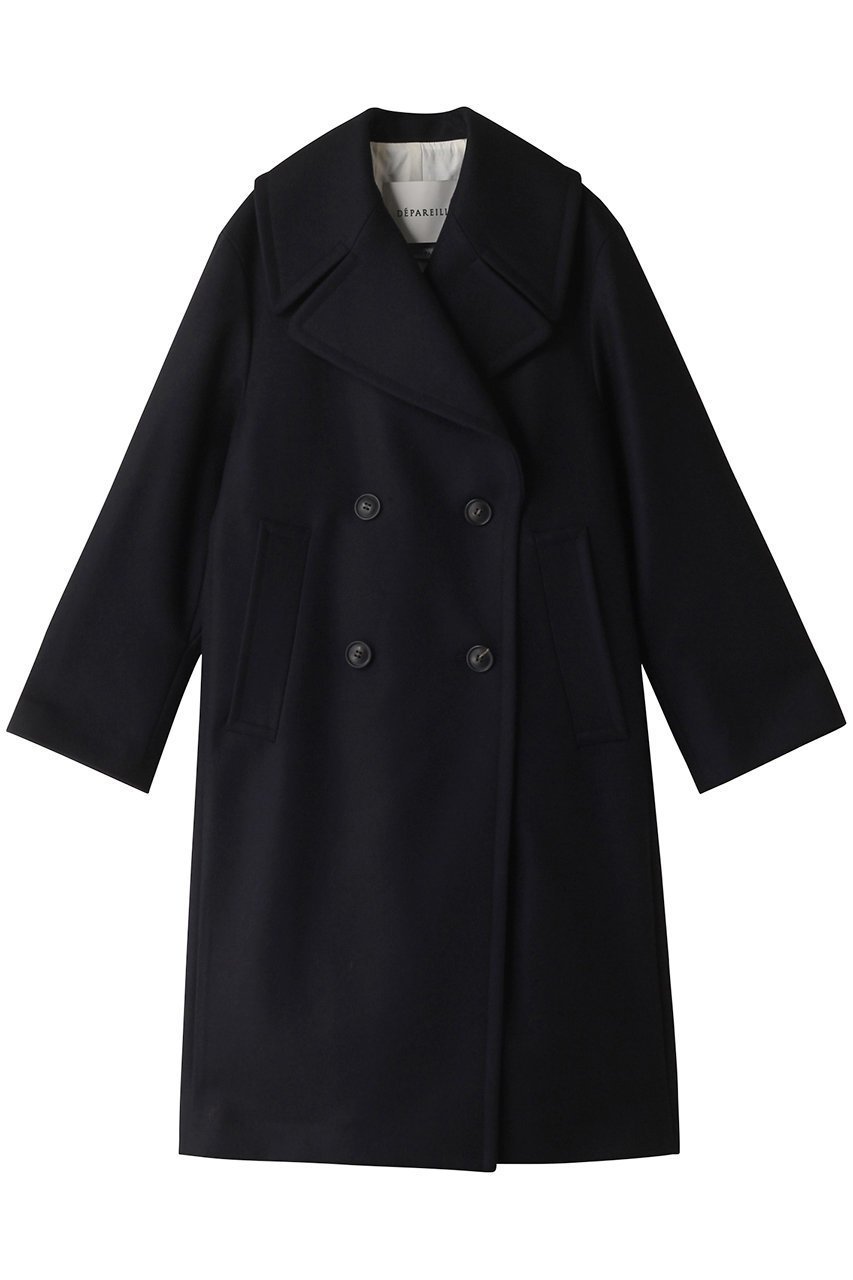 【デパリエ/DEPAREILLE】のSUPER140 s ビッグカラーコート インテリア・キッズ・メンズ・レディースファッション・服の通販 founy(ファウニー) 　ファッション　Fashion　レディースファッション　Fashion for Women　アウター　Coat / Outerwear Collection　コート・ロングコート・ピーコート　Long Coats, Peacoats & More　シンプル　Simple, Minimal　ビッグ　Big, Oversized　フェミニン　Feminine, Girly　ロング　Long, Long-Length　ネイビー|ID: prp329100004150460 ipo3291000000036758261