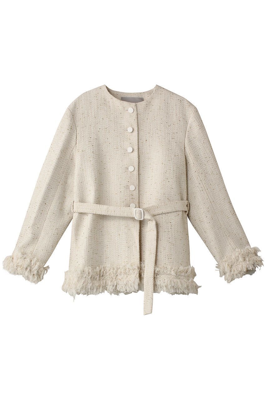 【オブリオ/AUBRIOT】のラメジャガード ノーカラージャケット インテリア・キッズ・メンズ・レディースファッション・服の通販 founy(ファニー) 　ファッション　Fashion　レディースファッション　Fashion for Women　アウター　Coat / Outerwear Collection　レディースジャケット・軽アウター　Jackets　ノーカラージャケット / シンプル上品コーデ　Collarless Jackets　クラシック　Classic, Timeless Style　ジャケット　Jacket, Outerwear　ツイード／ツィード　Choker, Choker Necklace　フィット　Fit, Slim Fit　フリンジ　Fringe, Tassel　リラックス　Relax, Relaxed Fit　アイボリー|ID: prp329100004150481 ipo3291000000035561555