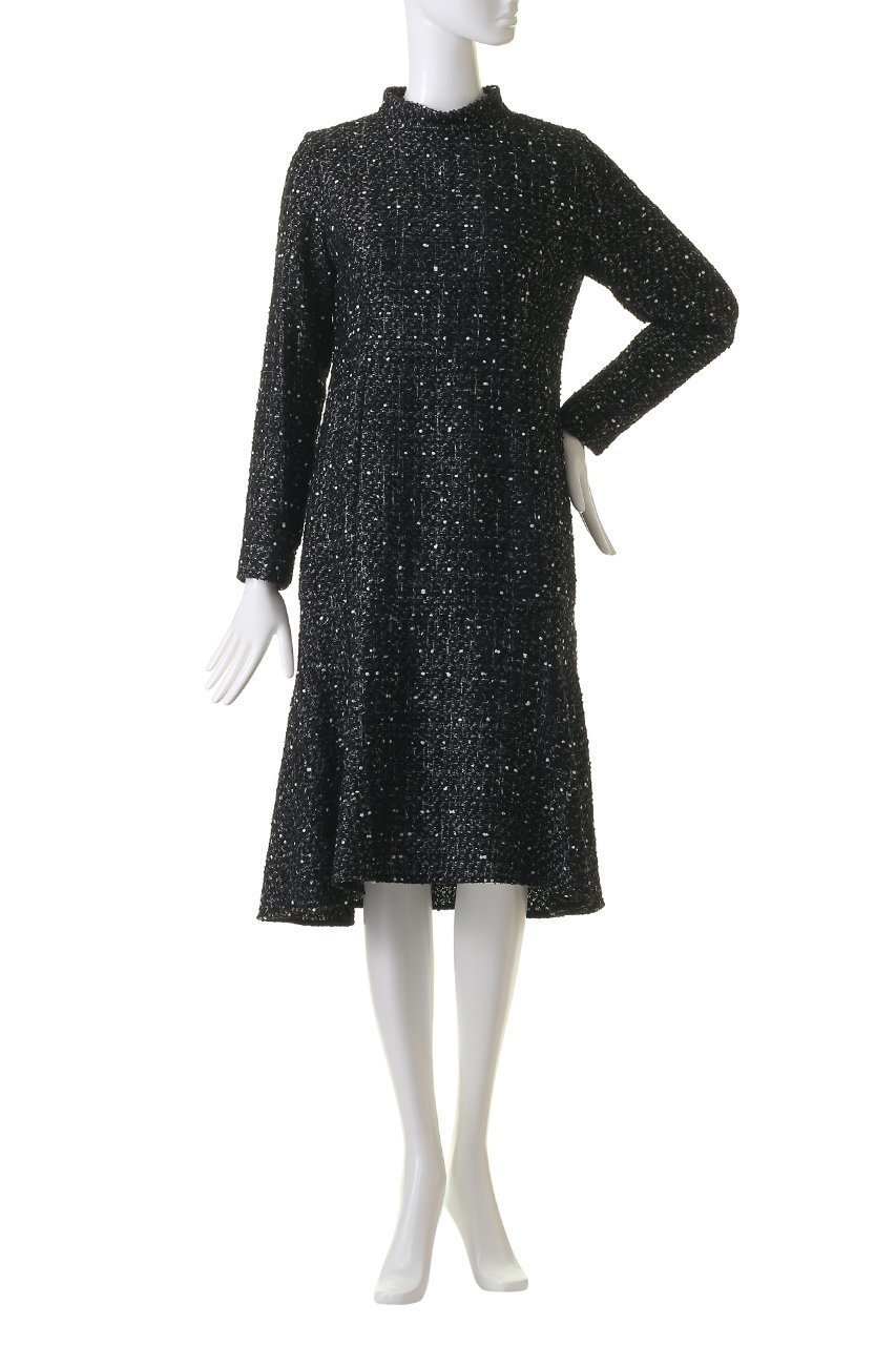 【エムダブリュー/MW】のMONOTONE TWEEDスタンドカラードレス 人気、トレンドファッション・服の通販 founy(ファニー) 　ファッション　Fashion　レディースファッション　Fashion for Women　ワンピース　Dresses　フォーマル・パーティードレス・結婚式用ドレス　Elegant & Casual Dresses　チュニック　Tunic Tops & Dresses　シェイプ　Shape, Slim Fit　シルバー　Silver, Metallic Silver　スタンド　Stand Collar, Upright Stand　チュニック　Tunic, Long Top　ツイード　Twill, Twill Weave　ドレス　Dress, One-Piece　パーティ　Party, Party Style　フランス　France, French　モダン　Modern, Contemporary　モノトーン　Monotone, Black and White　other-2|ID: prp329100004151667 ipo3291000000033745097