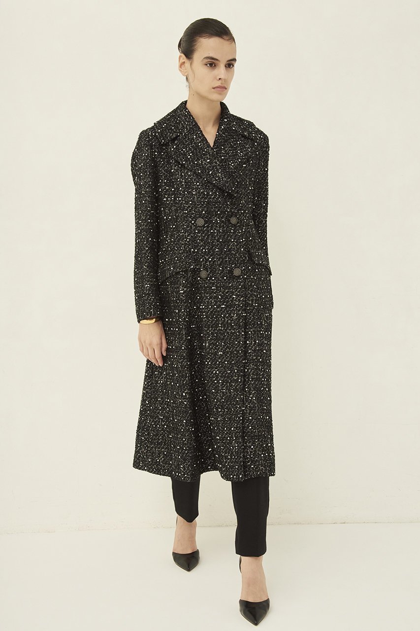 【エムダブリュー/MW】のMONOTONE TWEEDロングコート 人気、トレンドファッション・服の通販 founy(ファニー) 　ファッション　Fashion　レディースファッション　Fashion for Women　アウター　Coat / Outerwear Collection　コート・ロングコート・ピーコート　Long Coats, Peacoats & More　シェイプ　Shape, Slim Fit　シルバー　Silver, Metallic Silver　ツイード　Twill, Twill Weave　フランス　France, French　モダン　Modern, Contemporary　モノトーン　Monotone, Black and White　ロング　Long, Long-Length　other-8|ID: prp329100004151668 ipo3291000000033745141