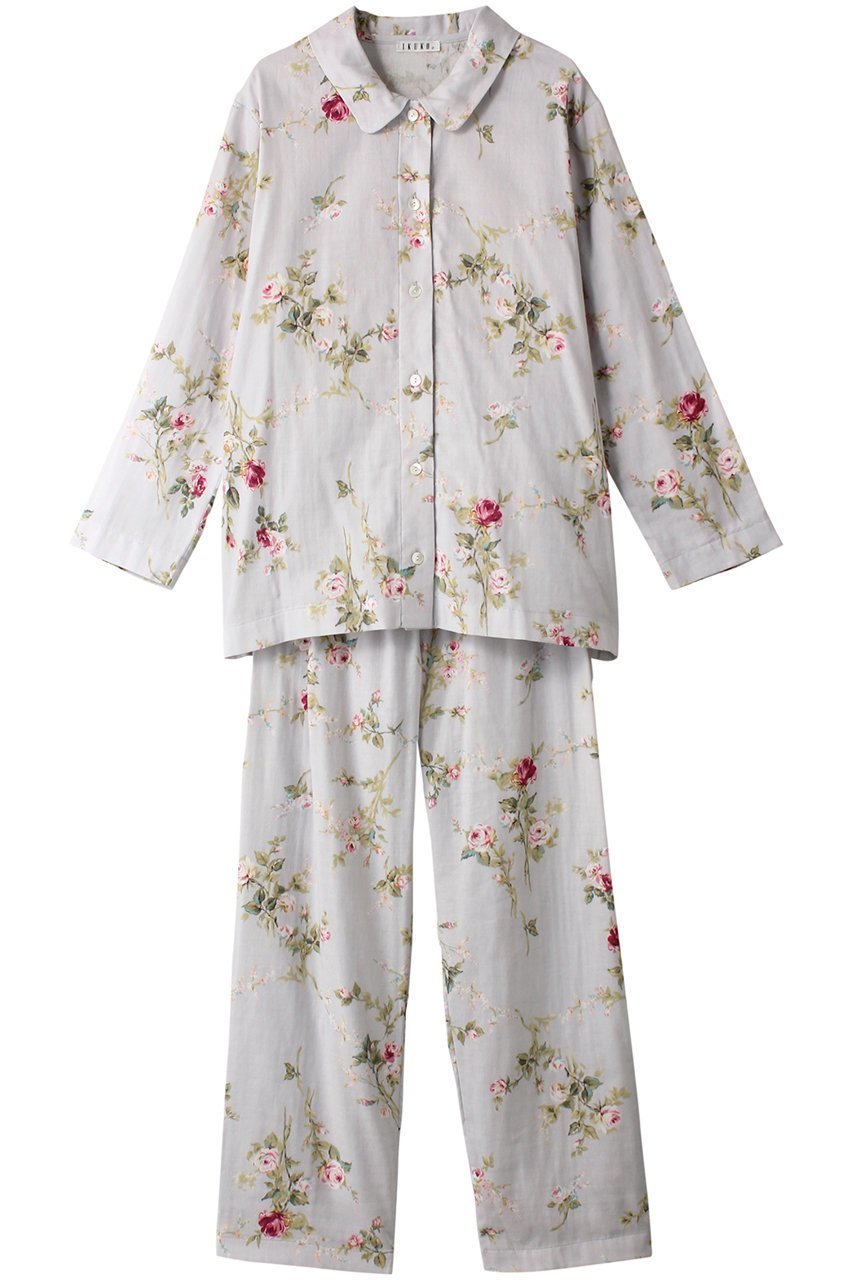 【イクコ/IKUKO】のダブルガーゼ花柄プリント襟付き長袖パジャマ 人気、トレンドファッション・服の通販 founy(ファニー) 　ファッション　Fashion　レディースファッション　Fashion for Women　トップス・カットソー　Cut & Sew Tops　花柄・フラワープリント・モチーフ　Floral Prints & Motifs / Flower Pattern Tops　ダブル　Double, Double-Breasted　パジャマ　Pajamas, Sleepwear　フラワー　Flower, Floral　プリント　Print, Printed Pattern　エレガント 上品　Elegant　吸水　Absorbent, Quick-Dry　長袖　Long Sleeve, Full Sleeve　 other-1|ID: prp329100004152961 ipo3291000000032834708