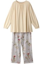 【イクコ/IKUKO】のダブルガーゼ花柄プリント&エイトロックパジャマ アイボリー×グレー|ID: prp329100004152962 ipo3291000000032834717