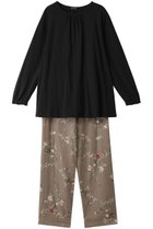 【イクコ/IKUKO】のダブルガーゼ花柄プリント&エイトロックパジャマ ブラック×モカ|ID: prp329100004152962 ipo3291000000032834718