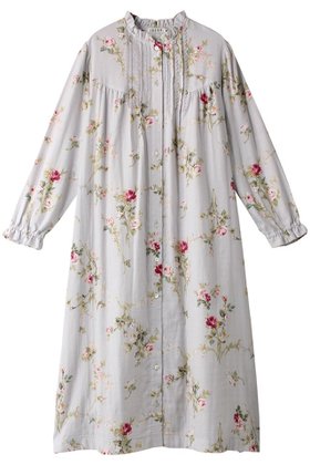 【イクコ/IKUKO】のダブルガーゼ花柄プリント全開ネグリジェ 人気、トレンドファッション・服の通販 founy(ファニー) ファッション Fashion レディースファッション Fashion for Women ダブル Double, Double-Breasted パジャマ Pajamas, Sleepwear フリル Frill, Ruffle フロント Front, Front Design プリント Print, Printed Pattern レース Lace, Lace Fabric 吸水 Absorbent, Quick-Dry |ID:prp329100004152963