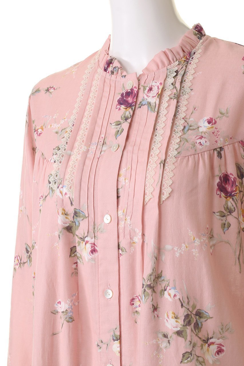 【イクコ/IKUKO】のダブルガーゼ花柄プリント全開ネグリジェ 人気、トレンドファッション・服の通販 founy(ファニー) 　ファッション　Fashion　レディースファッション　Fashion for Women　ダブル　Double, Double-Breasted　パジャマ　Pajamas, Sleepwear　フリル　Frill, Ruffle　フロント　Front, Front Design　プリント　Print, Printed Pattern　レース　Lace, Lace Fabric　吸水　Absorbent, Quick-Dry　other-5|ID: prp329100004152963 ipo3291000000032834731