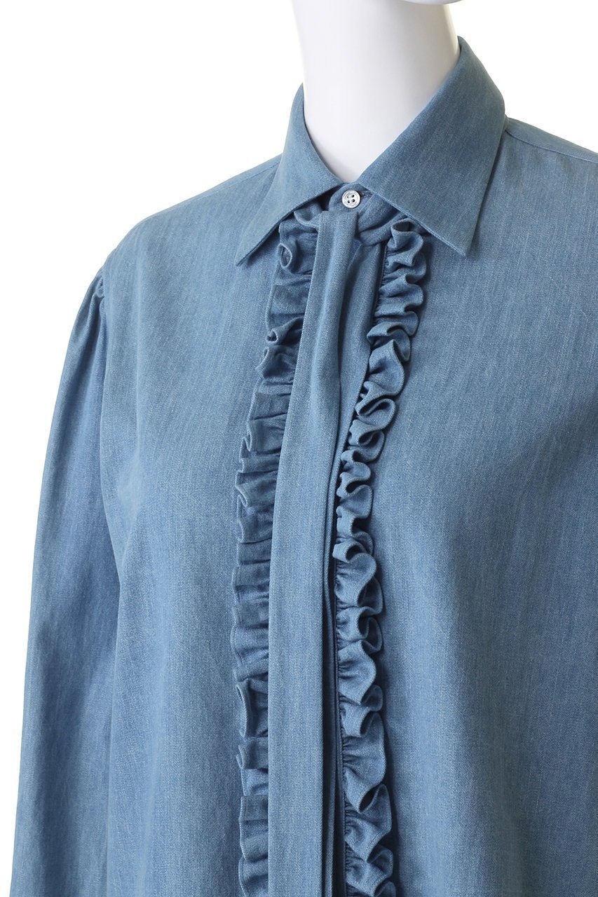 【バウト/BOWTE】のSELVAGE ツイル ダンガリーフリル ドレスシャツ 人気、トレンドファッション・服の通販 founy(ファニー) 　ファッション　Fashion　レディースファッション　WOMEN　トップス・カットソー　Tops/Tshirt　シャツ/ブラウス　Shirts/Blouses　ワンピース　Dress　ドレス　Party Dresses　スリーブ　Sleeve　ツイル　Twill　ドレス　Dress　フリル　Frills　ロング　Long　other-5|ID: prp329100004152982 ipo3291000000031400016