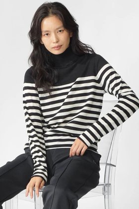 【エコアルフ/ECOALF】 FAYA ボーダーニット / FAYA STRIPES KNIT WOMAN人気、トレンドファッション・服の通販 founy(ファニー) ファッション Fashion レディースファッション Fashion for Women トップス・カットソー Cut & Sew Tops ニット Knit Tops & Sweaters カジュアルプルオーバー・ニットトップス Pullovers & Knit Tops / Casual Pullovers なめらか Smooth, Silky Texture シンプル Simple, Minimal ハイネック High Neck, Mock Neck フィット Fit, Slim Fit ボーダー Border, Stripe レギュラー Regular, Standard Fit |ID:prp329100004153064
