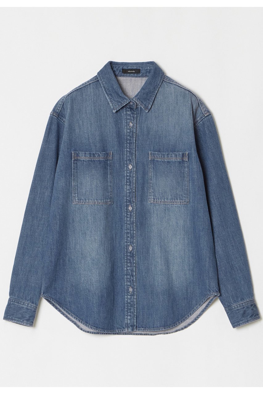 【アルアバイル/allureville】のデニムポケットシャツ インテリア・キッズ・メンズ・レディースファッション・服の通販 founy(ファニー) 　ファッション　Fashion　レディースファッション　Fashion for Women　トップス・カットソー　Cut & Sew Tops　シャツ・ブラウス・オフィスカジュアル　Elegant Blouses & Button-Ups　おすすめ　Recommended / Our Picks　カッティング　Cutting Detail　シンプル　Simple, Minimal　スリーブ　Sleeve, Long Sleeve / Short Sleeve　デニム　Denim, Jeans Material　フォルム　Silhouette, Form　ポケット　Pocket, Pocket Detail　ロング　Long, Long-Length　ブルー|ID: prp329100004154047 ipo3291000000032885438
