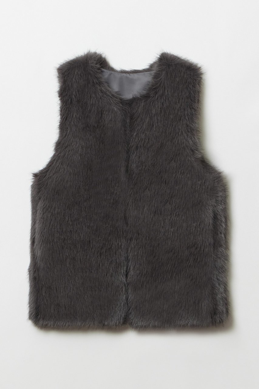 【アルアバイル/allureville】のフェイクフォックスジレ インテリア・キッズ・メンズ・レディースファッション・服の通販 founy(ファニー) 　ファッション　Fashion　レディースファッション　Fashion for Women　アウター　Coat / Outerwear Collection　レディースジャケット・軽アウター　Jackets　おすすめ　Recommended / Our Picks　ジャケット　Jacket, Outerwear　デニム　Denim, Jeans Material　ベスト　Vest, Waistcoat　ポケット　Pocket, Pocket Detail　ラグジュアリー　Luxury, Elegant　リアル　Real, Realistic　グレー|ID: prp329100004156975 ipo3291000000035724457