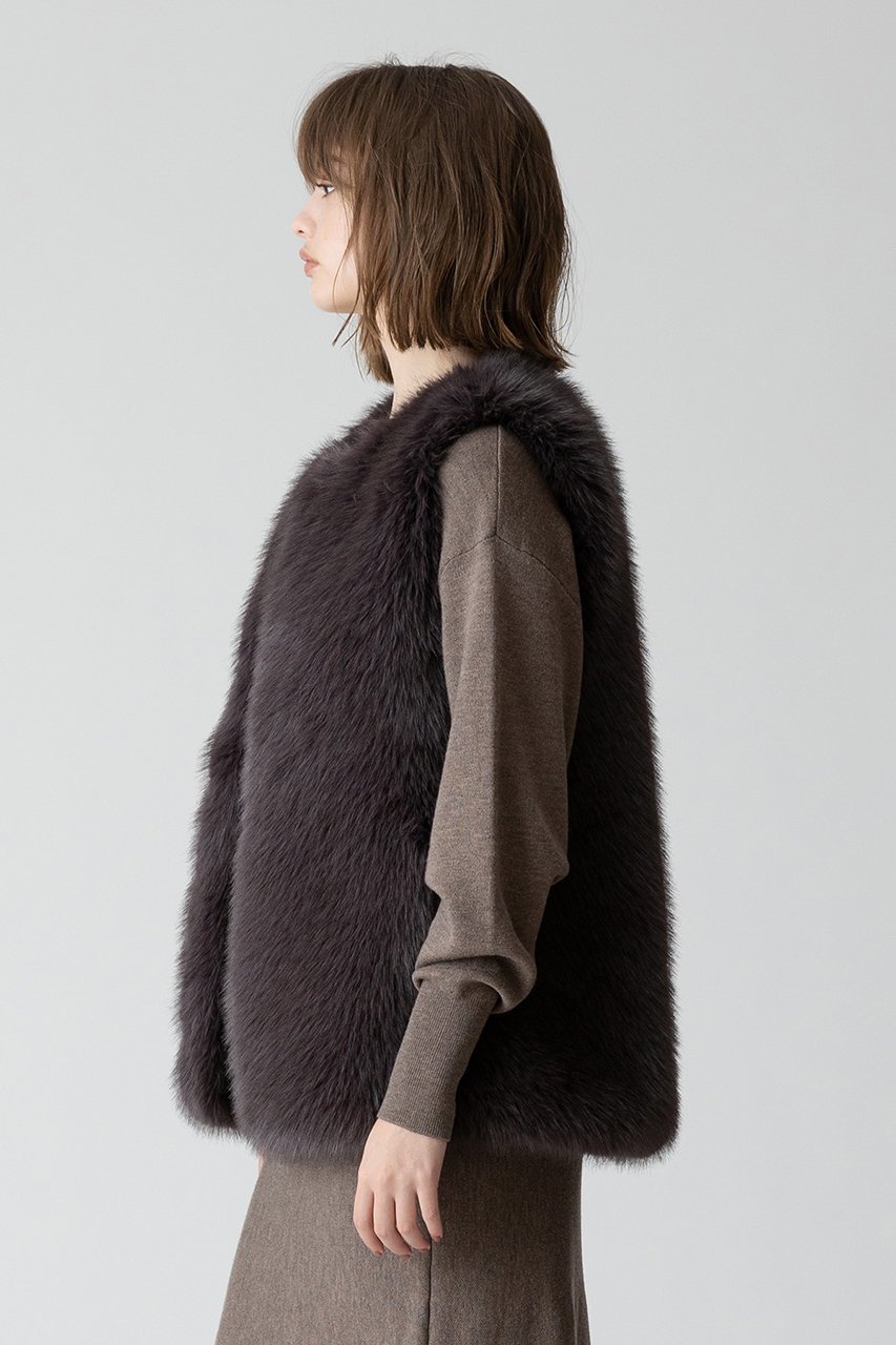 【アルアバイル/allureville】のフェイクフォックスジレ 人気、トレンドファッション・服の通販 founy(ファニー) 　ファッション　Fashion　レディースファッション　Fashion for Women　アウター　Coat / Outerwear Collection　レディースジャケット・軽アウター　Jackets　おすすめ　Recommended / Our Picks　ジャケット　Jacket, Outerwear　デニム　Denim, Jeans Material　ベスト　Vest, Waistcoat　ポケット　Pocket, Pocket Detail　ラグジュアリー　Luxury, Elegant　リアル　Real, Realistic　other-8|ID: prp329100004156975 ipo3291000000035724470