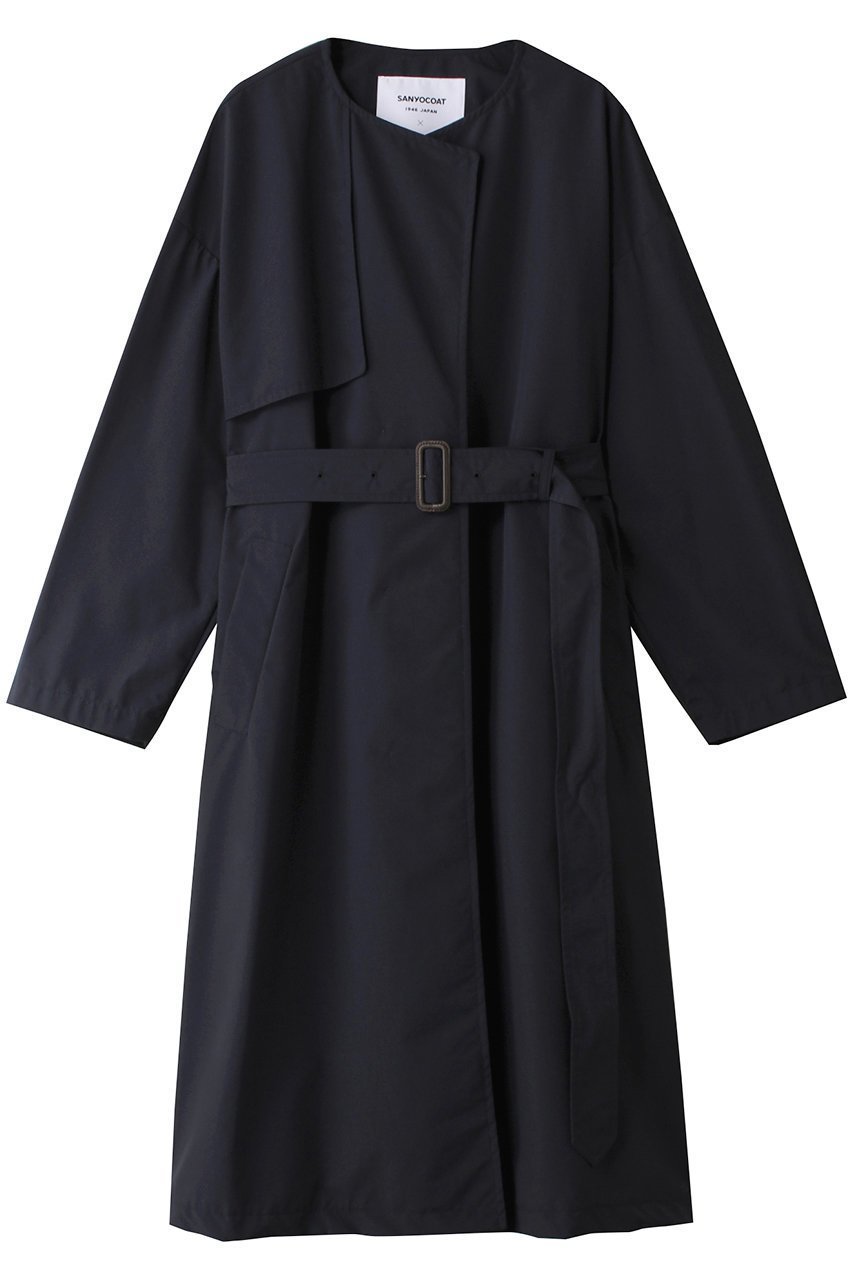 【ムーンバット/MOONBAT】の【SANYOCOATxHANWAY】 カラーレスコート インテリア・キッズ・メンズ・レディースファッション・服の通販 founy(ファニー) 　ファッション　Fashion　レディースファッション　Fashion for Women　アウター　Coat / Outerwear Collection　コート・ロングコート・ピーコート　Long Coats, Peacoats & More　なめらか　Smooth, Silky Texture　ベーシック　Basic, Essential　ロング　Long, Long-Length　エレガント 上品　Elegant　ネイビー|ID: prp329100004157695 ipo3291000000035580398