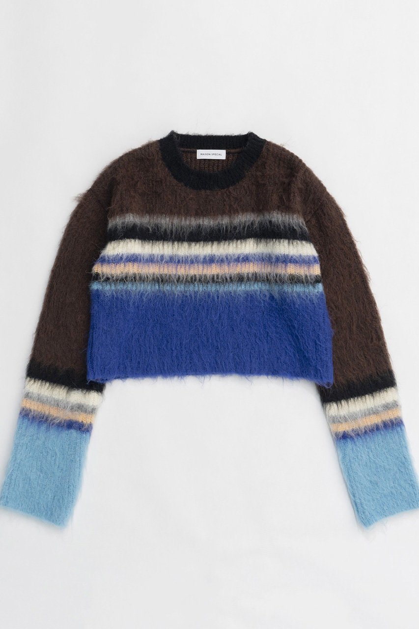 【メゾンスペシャル/MAISON SPECIAL】のMulti Border Short Length Knit Tops/マルチボーダーショートニットトップス インテリア・キッズ・メンズ・レディースファッション・服の通販 founy(ファニー) 　ファッション　Fashion　レディースファッション　WOMEN　トップス・カットソー　Tops/Tshirt　ニット　Knit Tops　プルオーバー　Pullover　コンパクト　Compact　セットアップ　Set Up　ボトム　Bottom　ボーダー　Border　ランダム　Random　NEW・新作・新着・新入荷　New Arrivals　BRN(ブラウン)|ID: prp329100004158403 ipo3291000000028684303