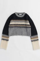 【メゾンスペシャル/MAISON SPECIAL】のMulti Border Short Length Knit Tops/マルチボーダーショートニットトップス BLK(ブラック)|ID: prp329100004158403 ipo3291000000032964319