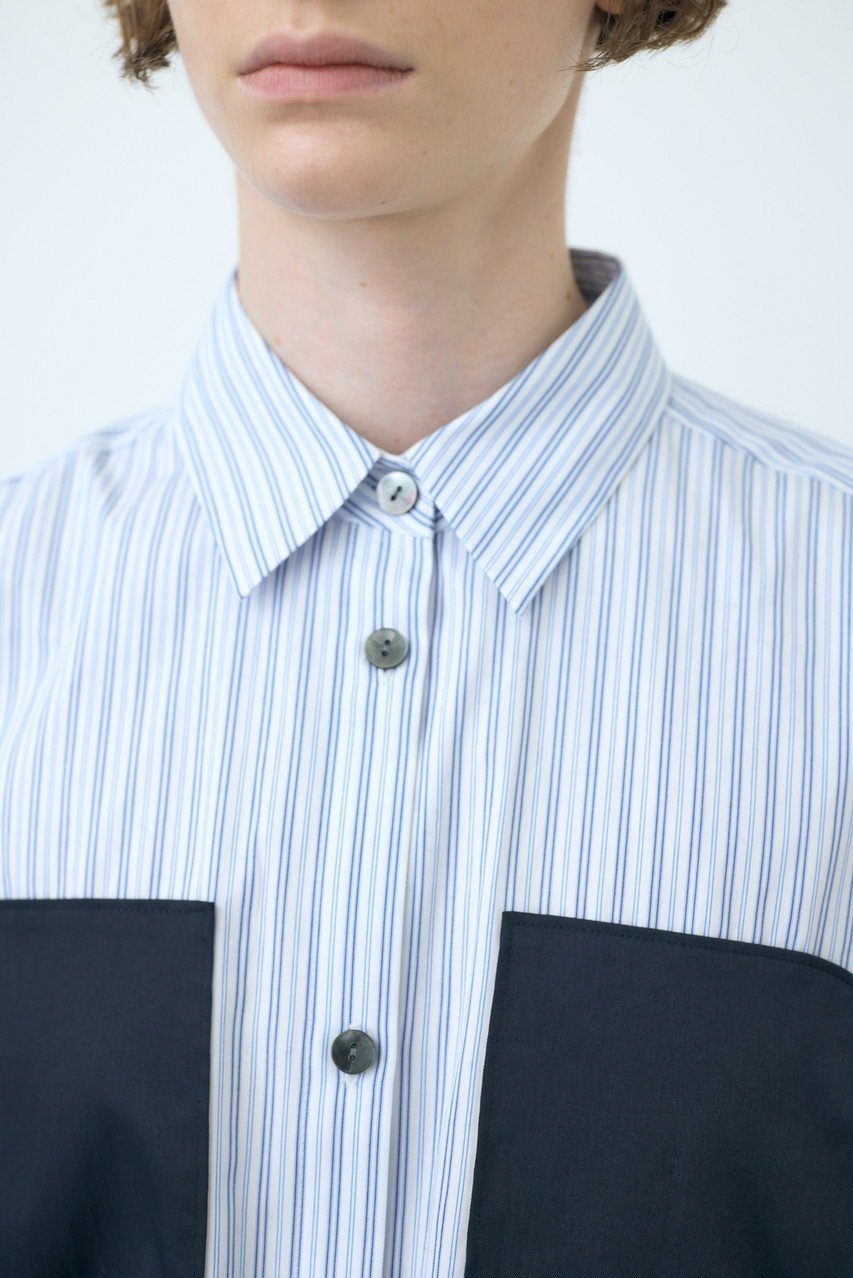 【ナゴンスタンス/nagonstans】の80 Stripe バイカラーPKT SH/シャツ 人気、トレンドファッション・服の通販 founy(ファニー) 　ファッション　Fashion　レディースファッション　Fashion for Women　トップス・カットソー　Cut & Sew Tops　シャツ・ブラウス・オフィスカジュアル　Elegant Blouses & Button-Ups　スリーブ　Sleeve, Long Sleeve / Short Sleeve　ポケット　Pocket, Pocket Detail　ロング　Long, Long-Length　定番　Standard, Basic Item　other-5|ID: prp329100004158413 ipo3291000000035823276