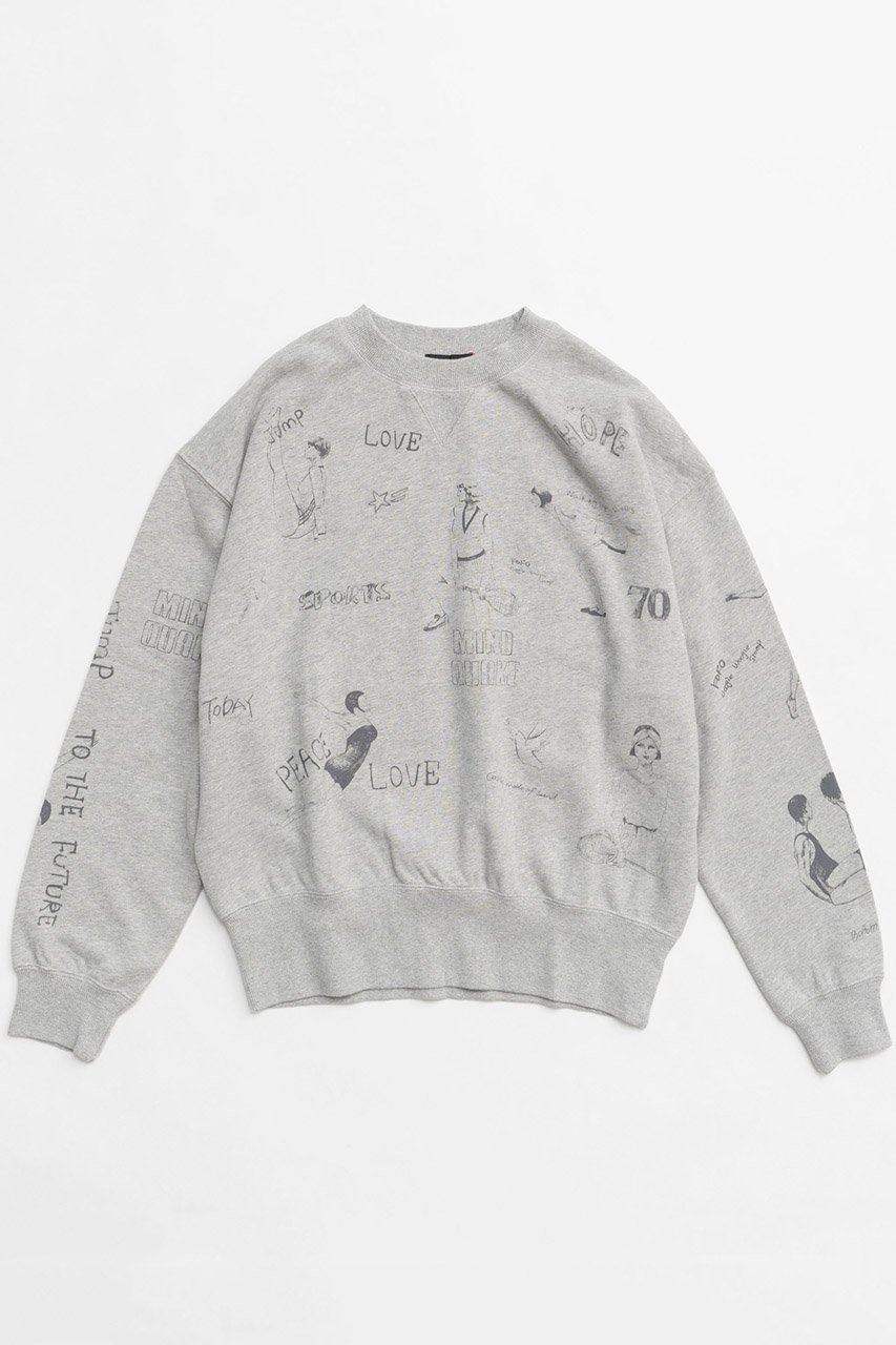 【メゾンスペシャル/MAISON SPECIAL】のVintage Style Drawing Sweatshirt/ヴィンテージドローイングスウェット 人気、トレンドファッション・服の通販 founy(ファニー) 　ファッション　Fashion　レディースファッション　WOMEN　トップス・カットソー　Tops/Tshirt　シャツ/ブラウス　Shirts/Blouses　パーカ　Sweats　ロング / Tシャツ　T-Shirts　スウェット　Sweat　カットソー　Cut and Sewn　イラスト　Illustration　ヴィンテージ　Vintage　グラフィック　Graphic　シンプル　Simple　ストレッチ　Stretch　スポーツ　Sports　ハーフ　Half　プリント　Print　モチーフ　Motif　NEW・新作・新着・新入荷　New Arrivals　 other-1|ID: prp329100004158424 ipo3291000000028684372